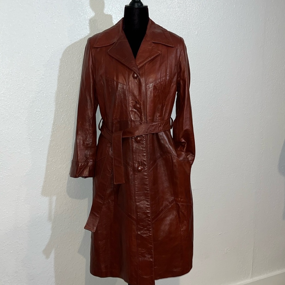 Vintage 24 k leather by Dan di modes vintage long leather trench coat